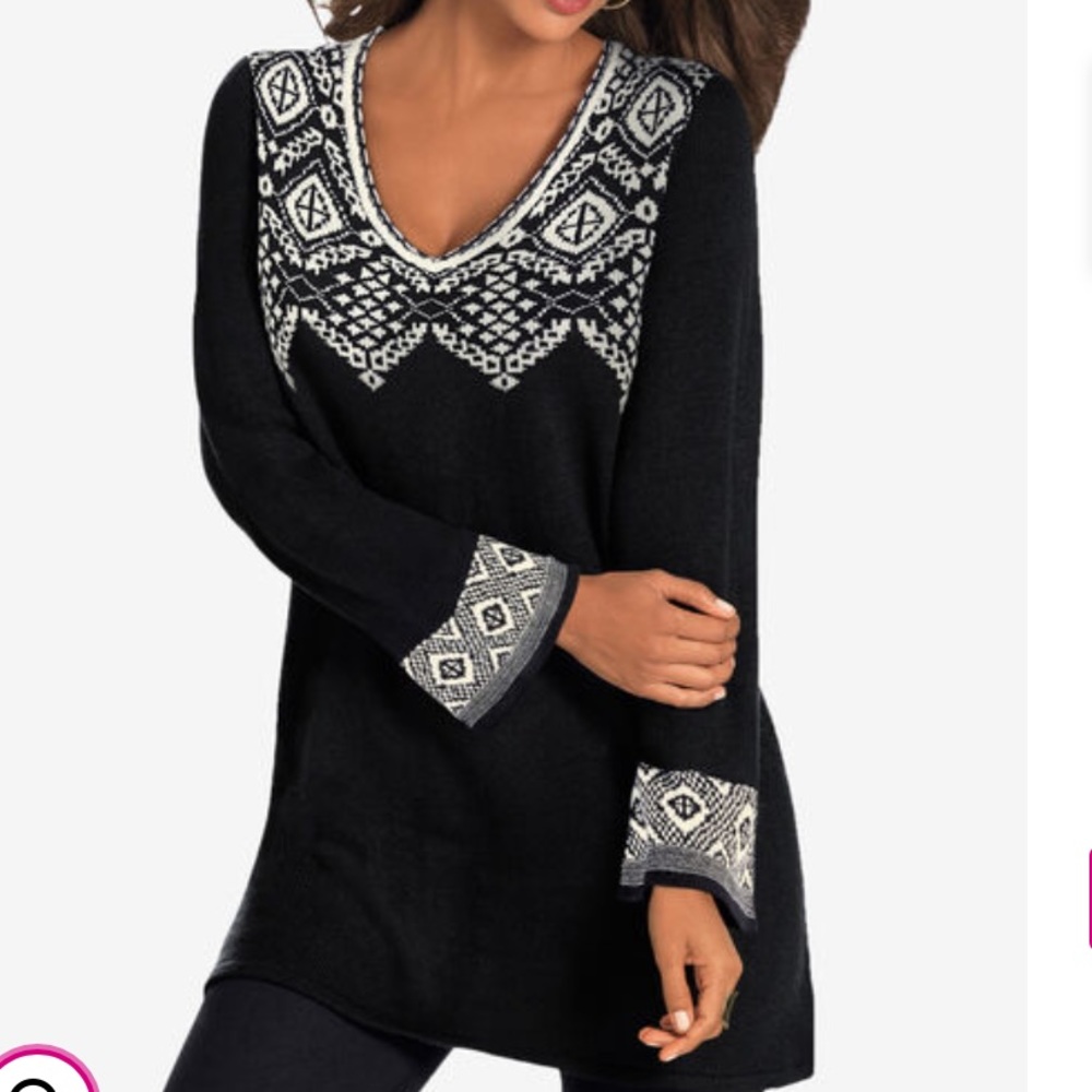 PLUS SIZE Bell Sleeve Fit and Flair Tunic Sweater RUNS FULL